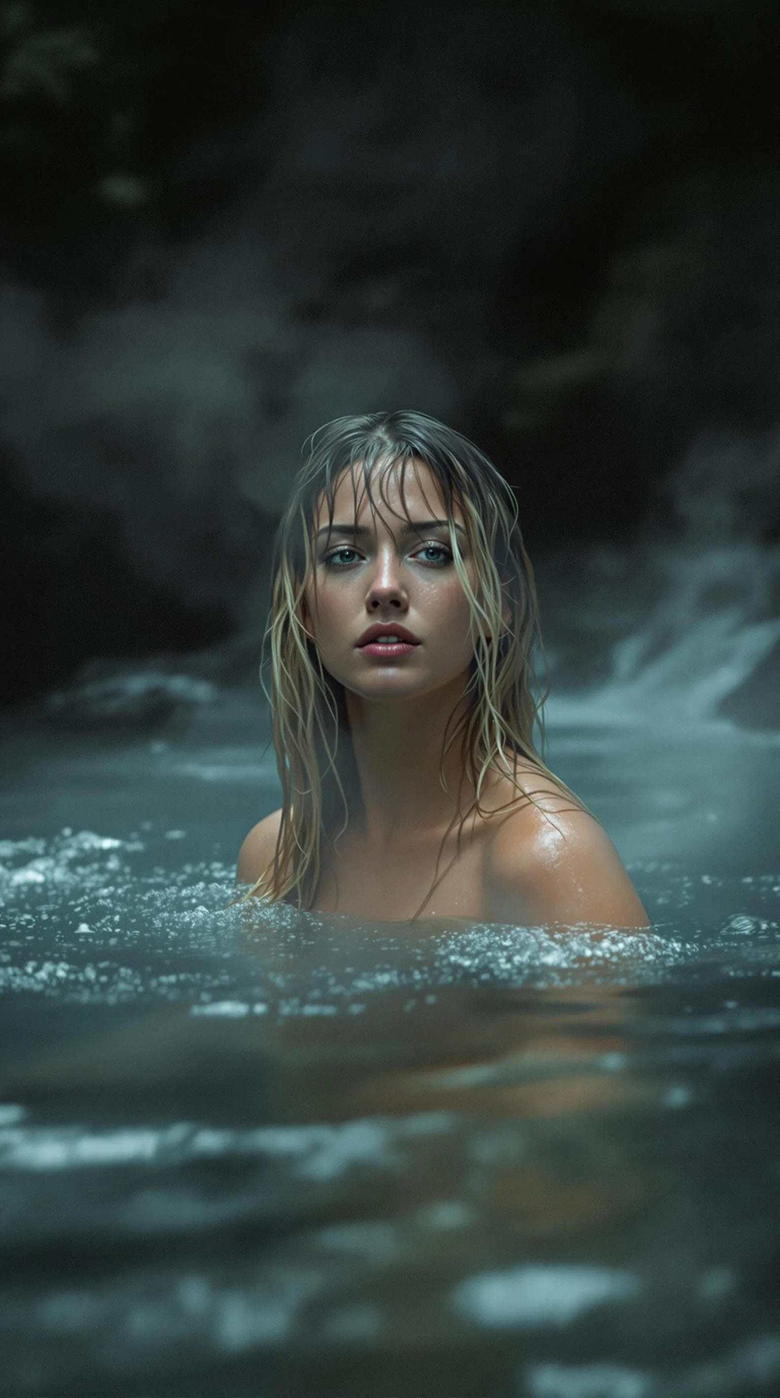 FLUX prompt: hot spring in a river flow