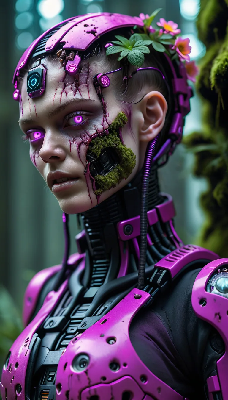 Stable Diffusion prompt: neonpunk style 20-year-old A full body full face shot of a scary creepy android