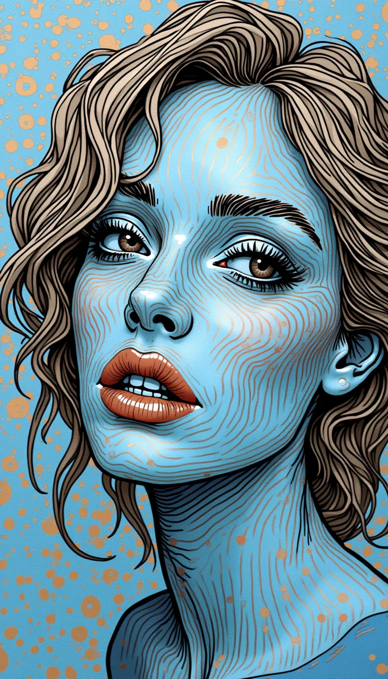 FLUX prompt: A stylized portrait of a woman with a calm expression