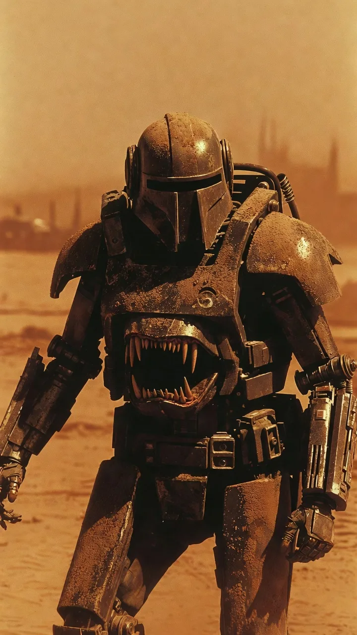 A cinematic wide shot of a lone warrior in a desolate