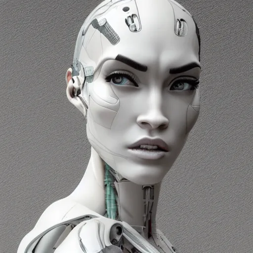 Stable Diffusion prompt: cyborg woman megan fox Miyazaki
