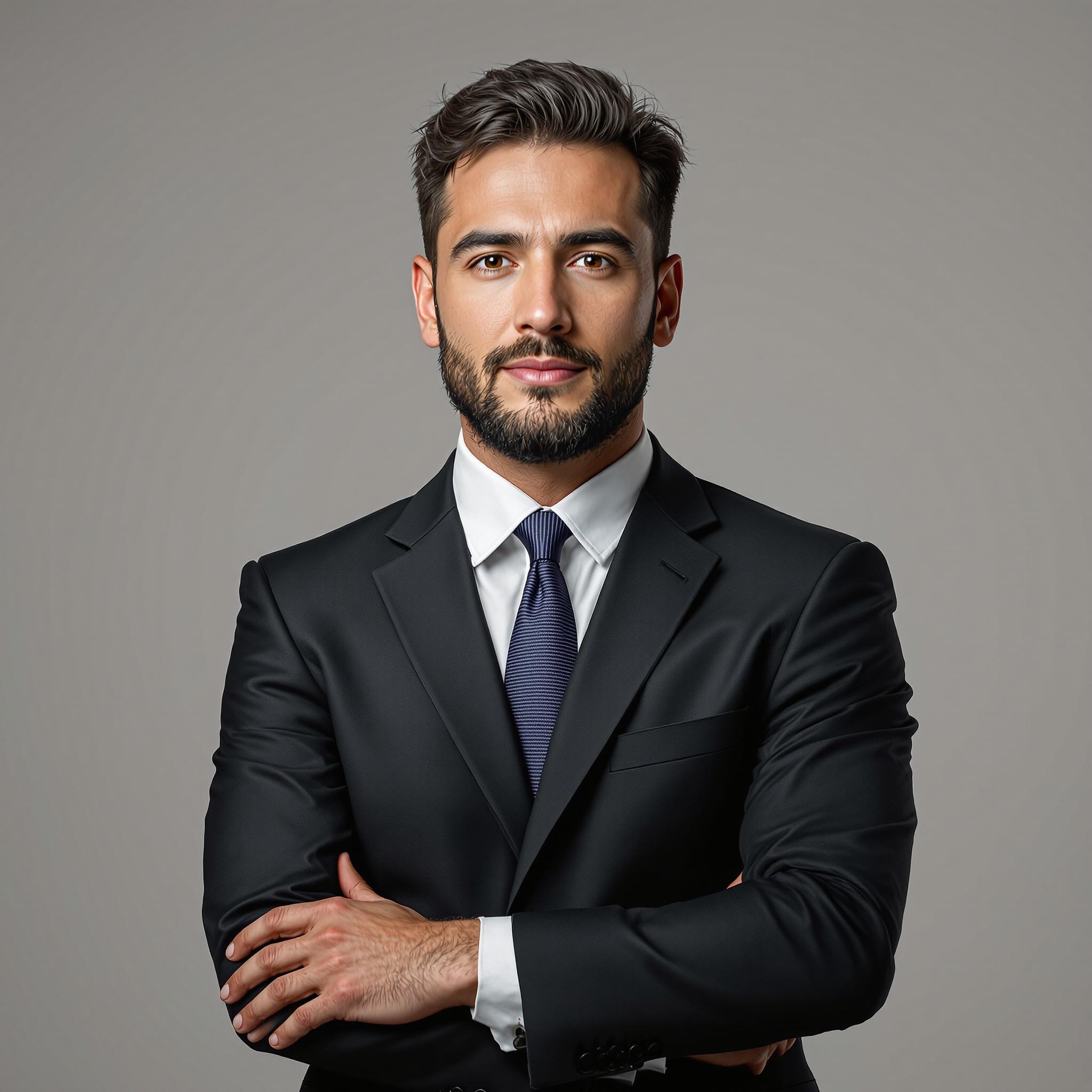 پیشنمایش منبع: FLUX prompt: Professional LinkedIn photo, man in a dark suit, n...