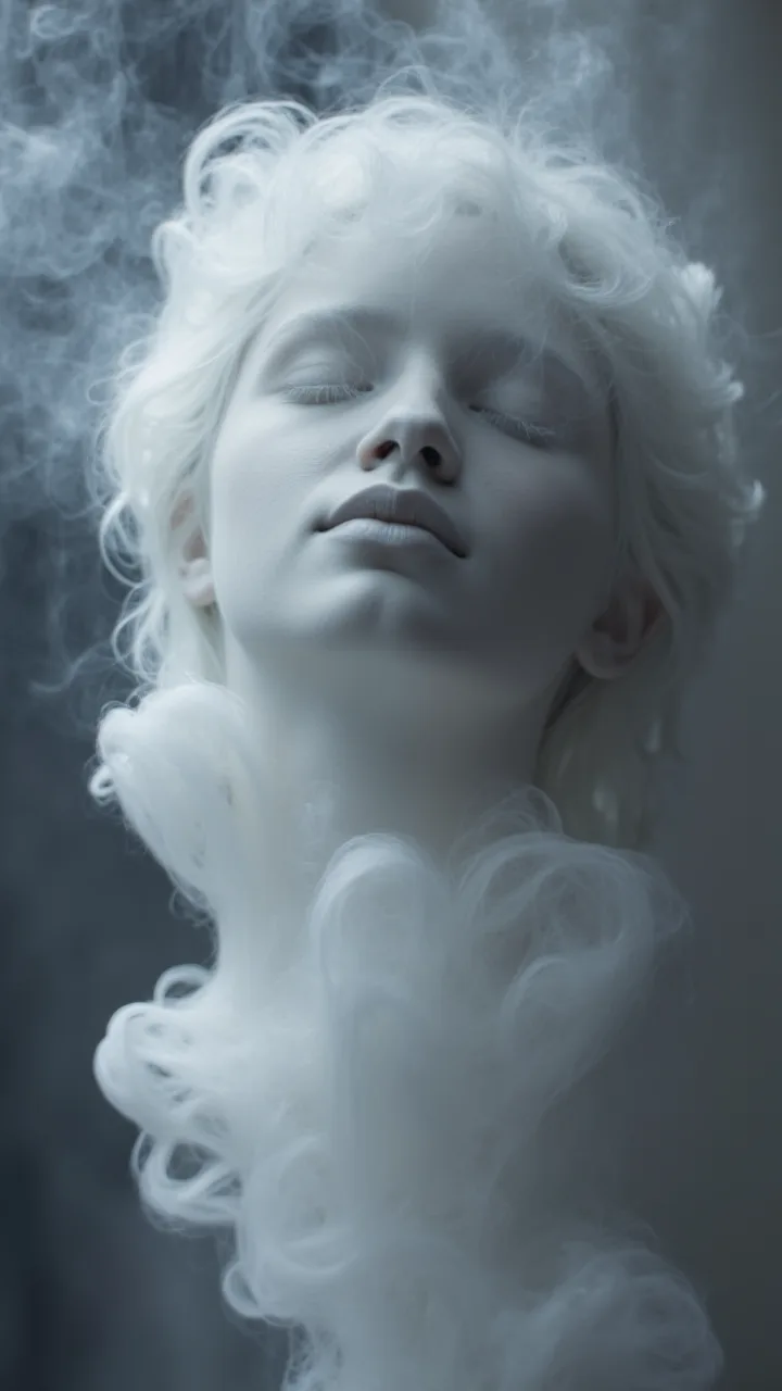 FLUX prompt: The image features a smoke-like representation of a beautiful goddess