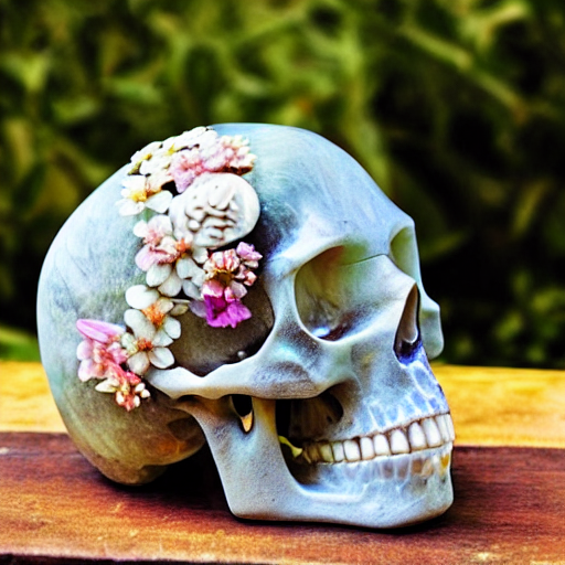 پیش‌نمایش منبع: Stable Diffusion prompt: a crystal skull with flowers