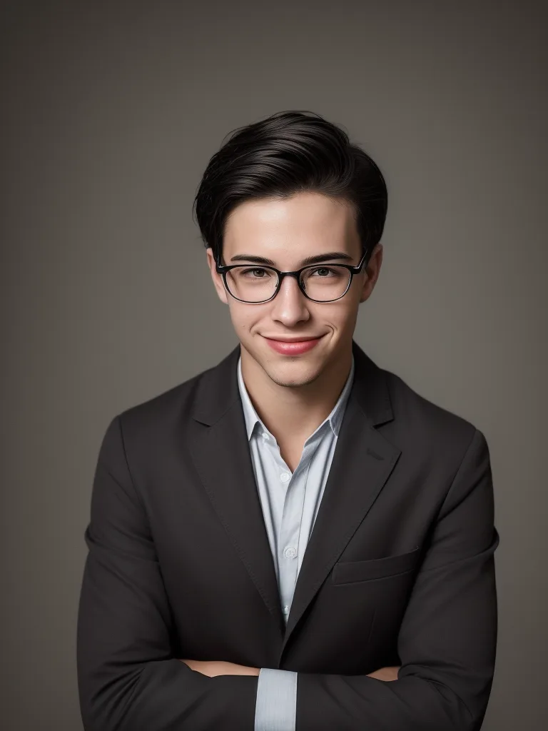 ChatGPT Image prompt: Craft a photorealistic portrait of a young adult male exuding charisma and confidence. He should have a welcoming and intelligent demeanor