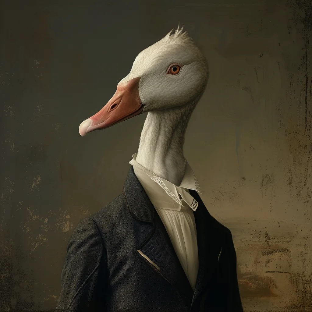 Midjourney prompt: Ms Swan, He look like a man