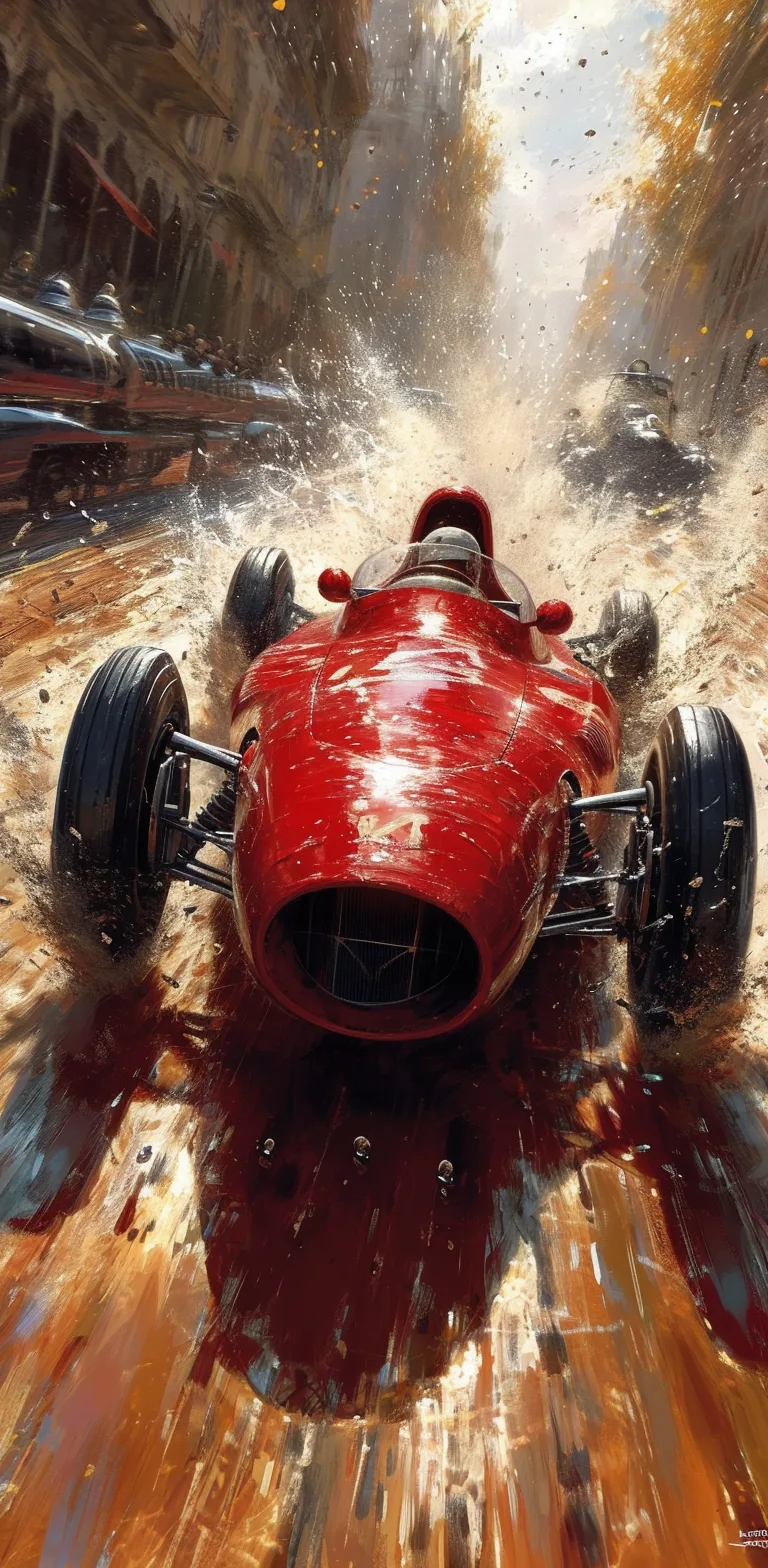 Midjourney prompt: red race car