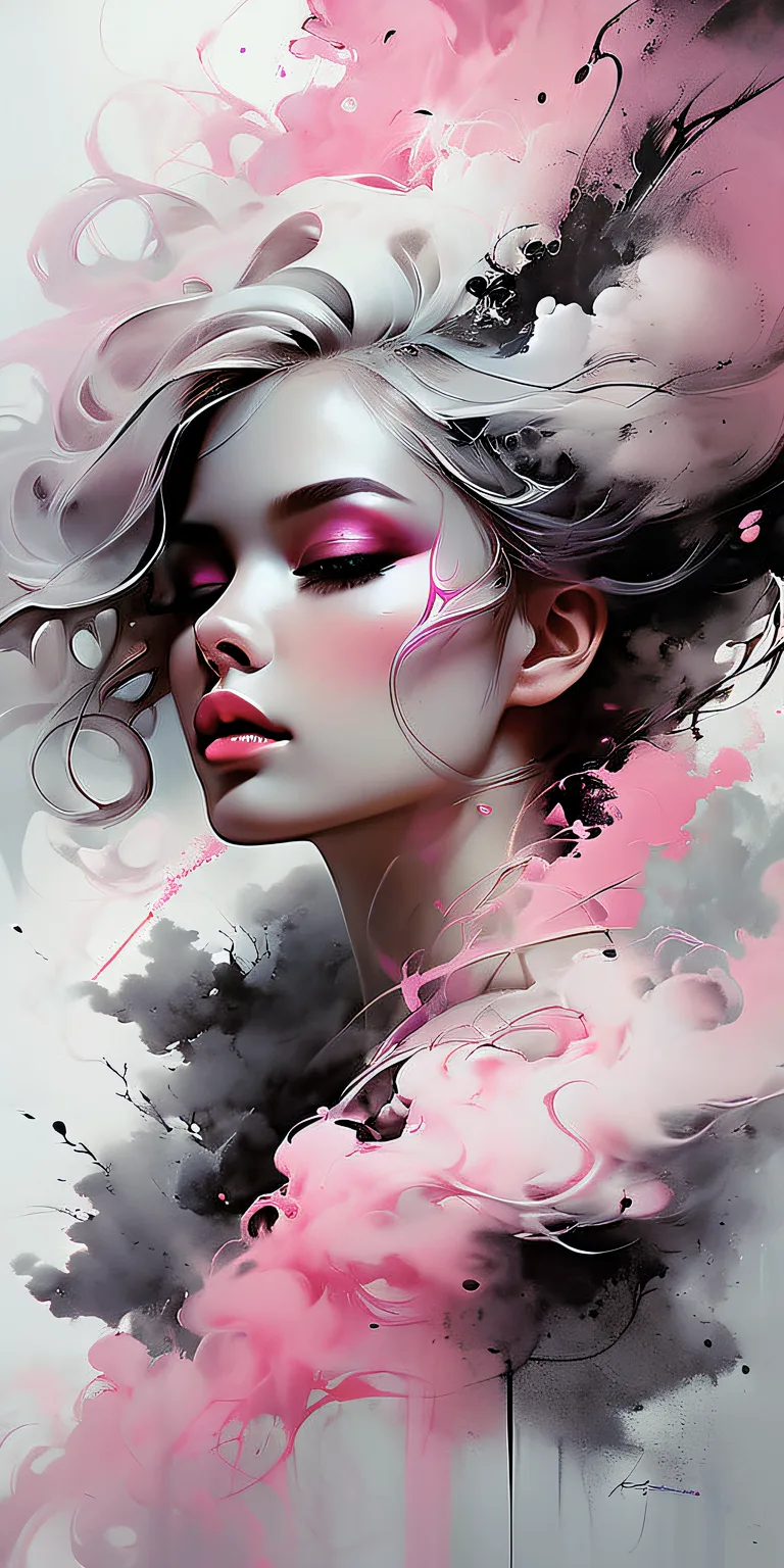 Stable Diffusion prompt: portrait of a woman covered in cloud of smoke