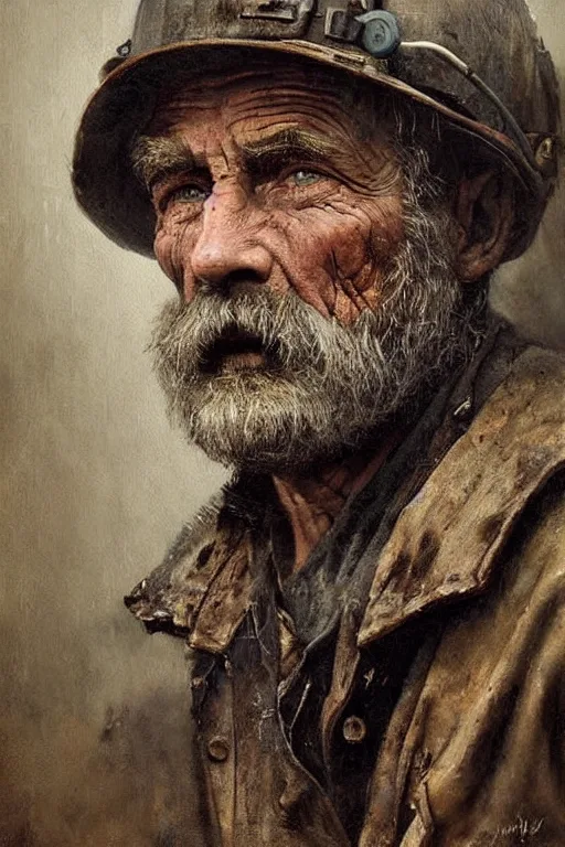 Stable Diffusion prompt: a portrait of an old coal miner in 19th century