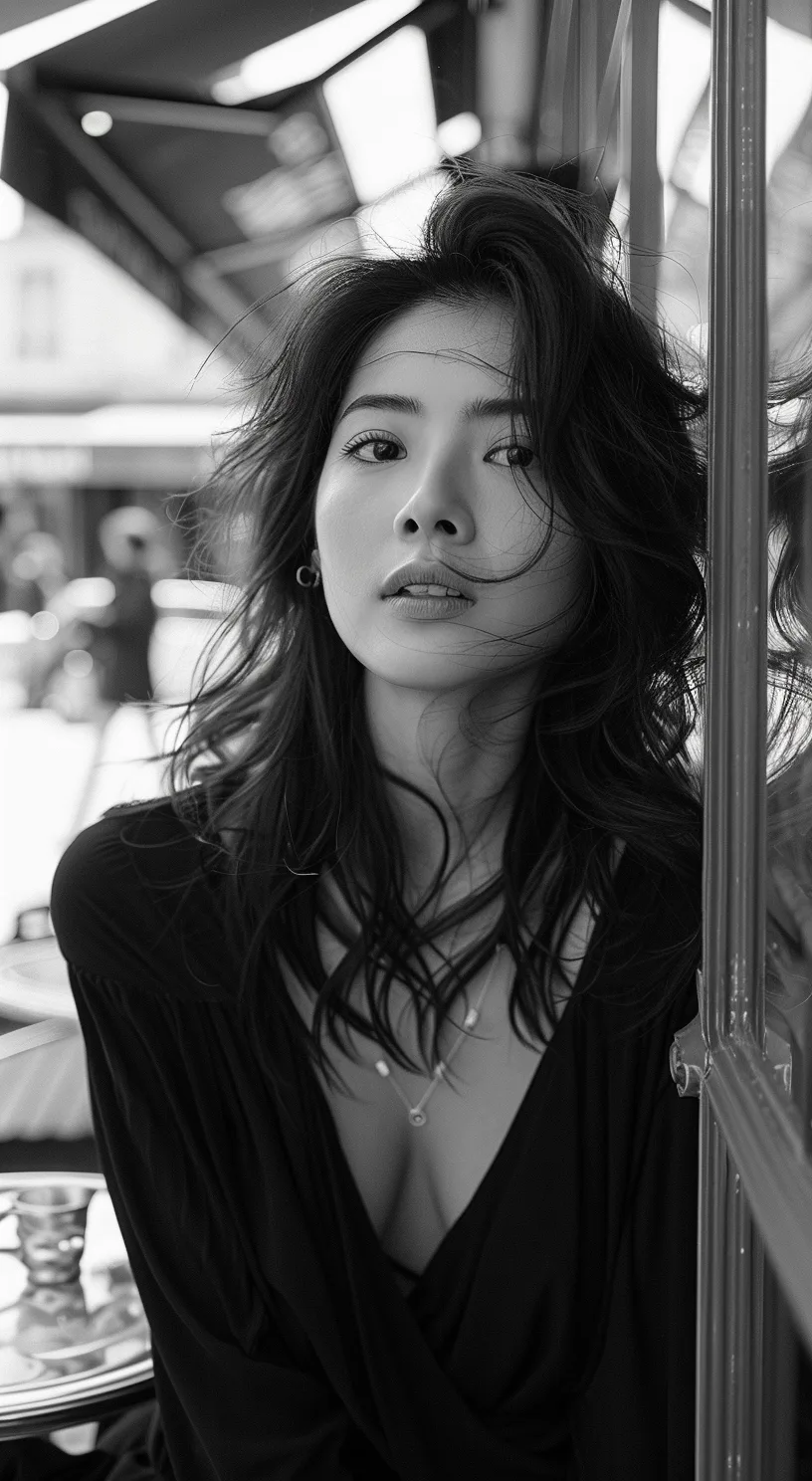 Midjourney prompt: ultra-realistic black and white photo of a beautiful Asian woman