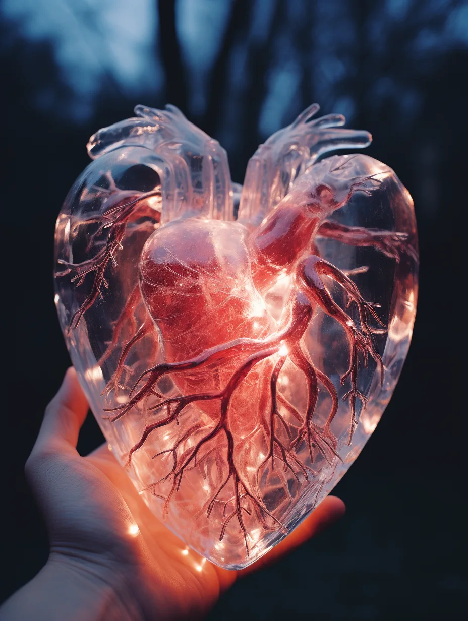 Midjourney prompt: Kodak disposable photography of human heart made of crystal