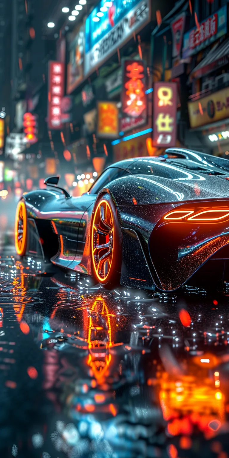 Midjourney prompt: A hyper-realistic close-up of the side view of a futuristic sports car with glowing wheels and lights