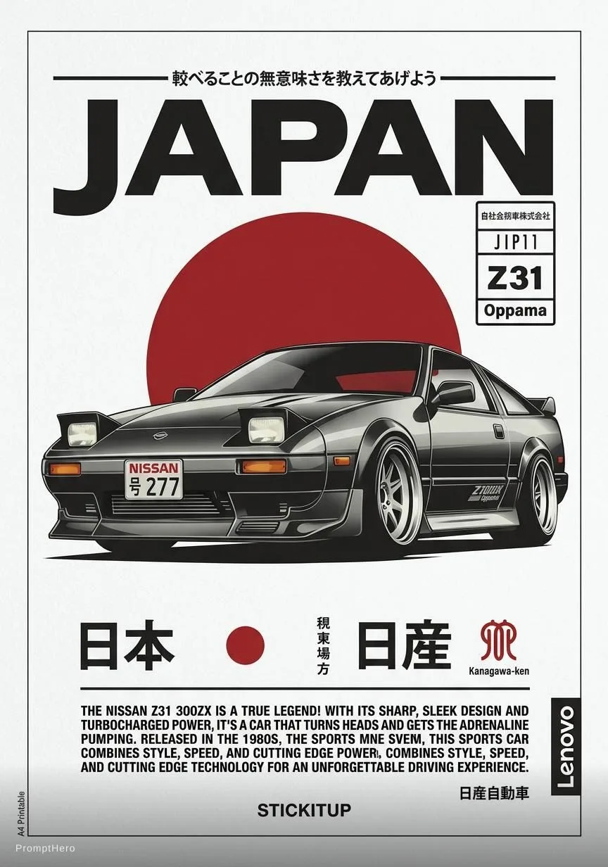 Hero prompt: Car poster printable a4 sheet version
