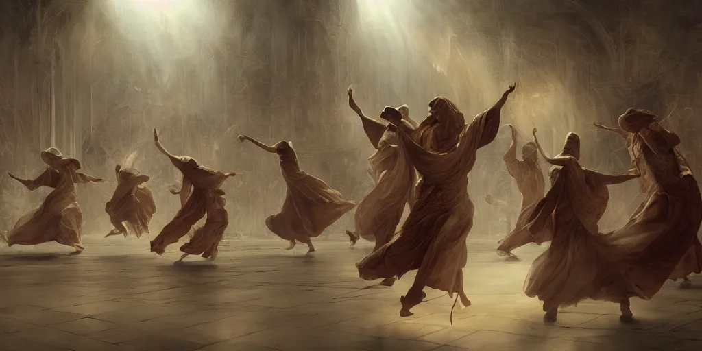 Stable Diffusion prompt: mawlawi order whirling dervishes