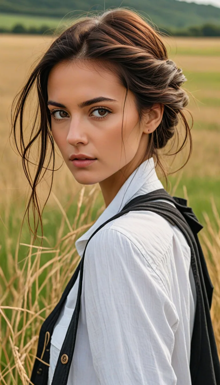 Stable Diffusion prompt: The image features a beautiful young woman with long