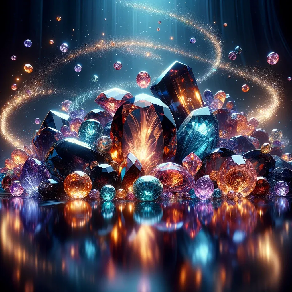 ChatGPT Image prompt: A digitally enhanced image of a collection of gemstones