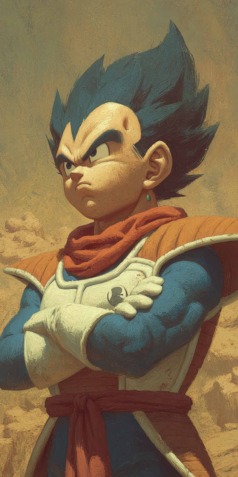 پیشنمایش منبع: Midjourney prompt: Vegeta from Dragon Ball Z, in the style of Akira T...