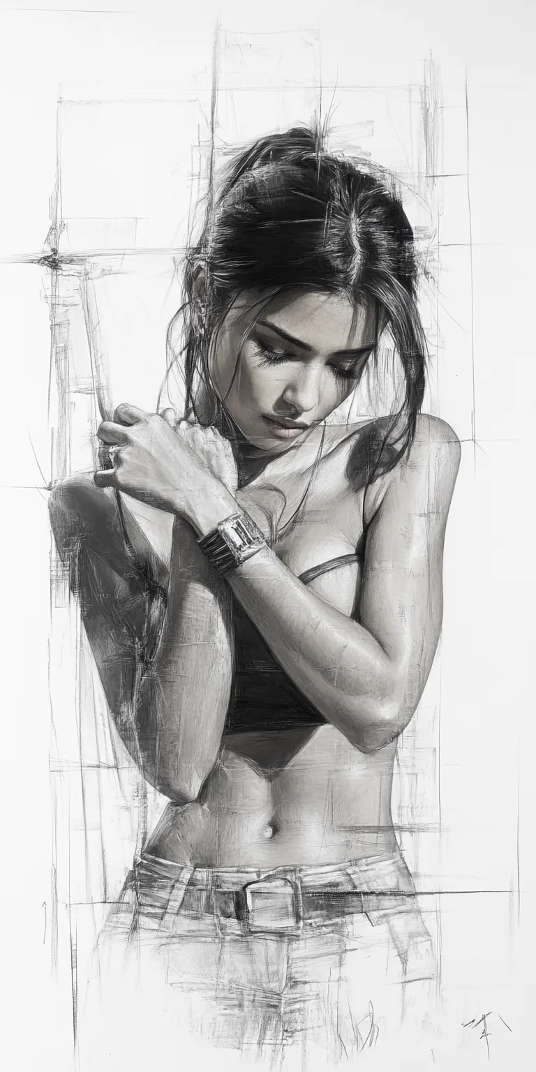 Midjourney prompt: Rough charcoal sketch on old paper