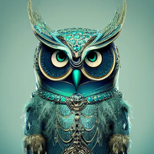 Stable Diffusion prompt: Anthropomorphic blue owl