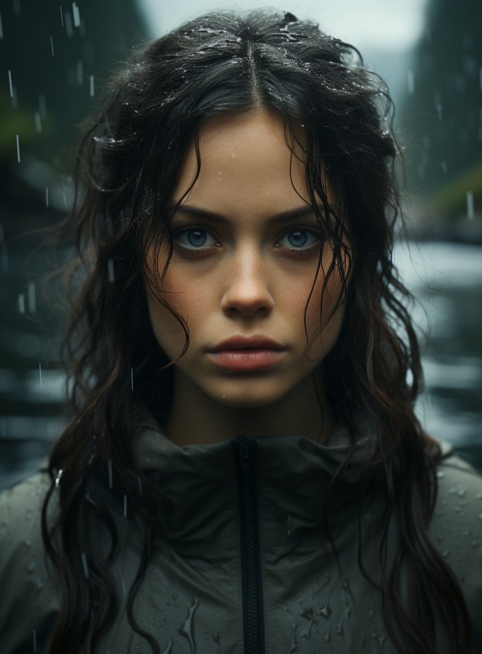 پیشنمایش منبع: Midjourney prompt: a young woman with long dark hair in front of her ...