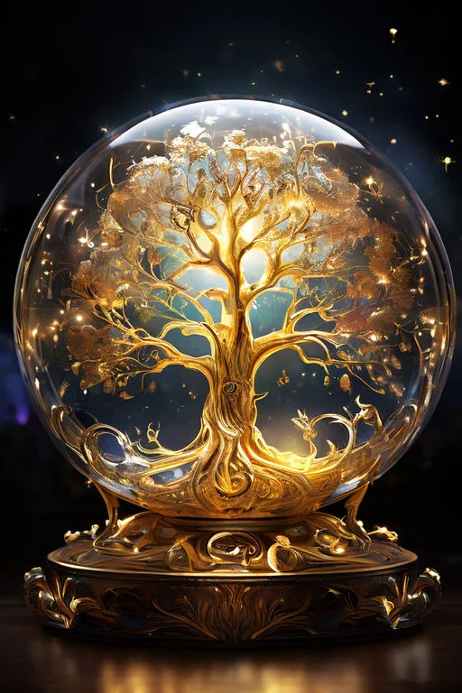 Stable Diffusion prompt: (A shimmering cosmic Tree of Life