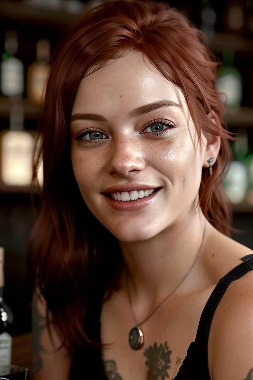 Stable Diffusion prompt: a woman with red hair sticking out