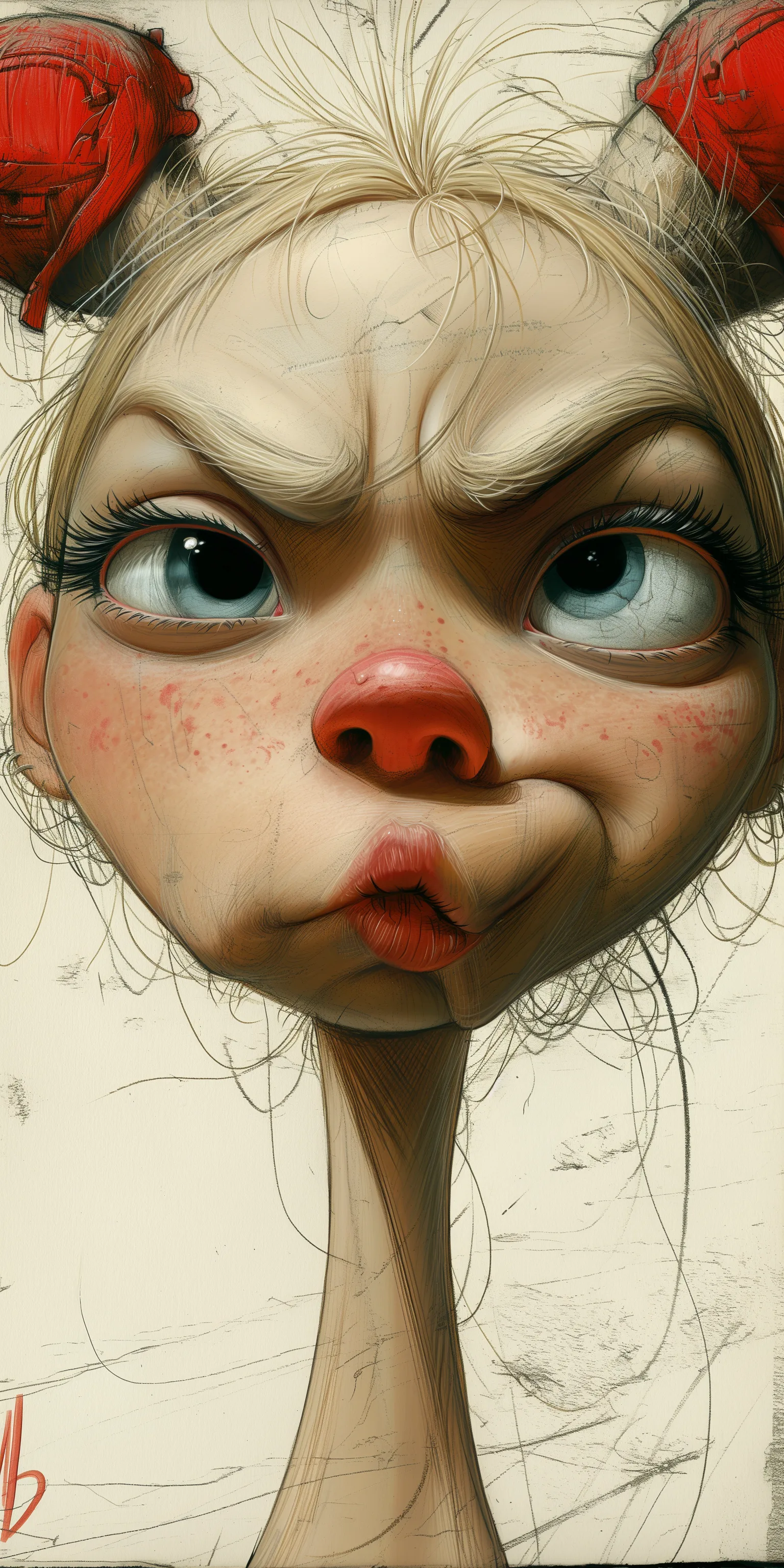 Midjourney prompt: Caricatures pencil drawing