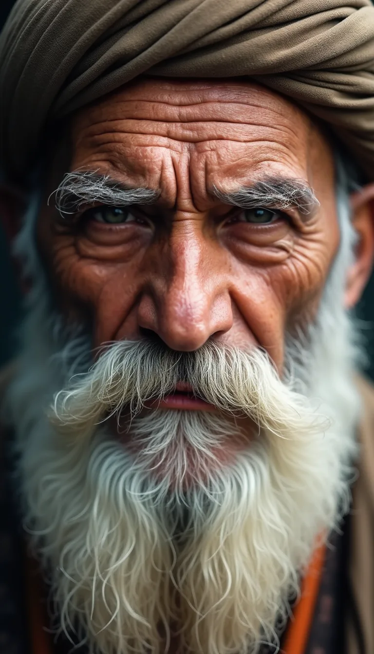 FLUX prompt: The image features an older man
