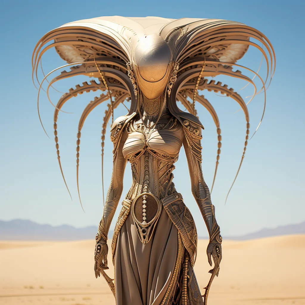 Midjourney prompt: alien creature in desert art hd