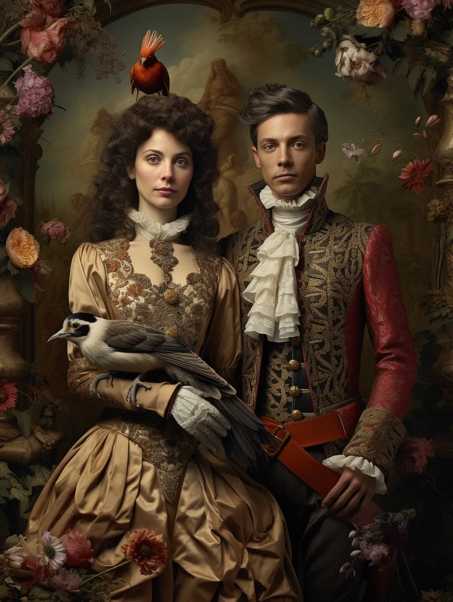 Midjourney prompt: Award winning portraits of two people