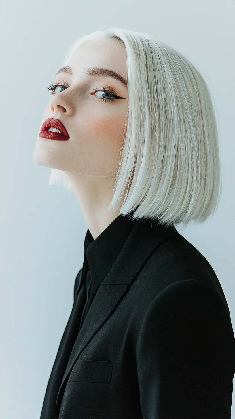 Midjourney prompt: A high-fashion editorial portrait of a woman with platinum blonde hair