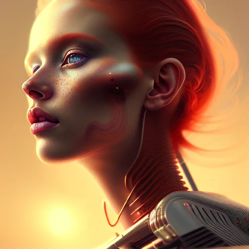 Openjourney prompt: hyperrealistic portrait of gorgeous red hair female in the style of stefan kostic