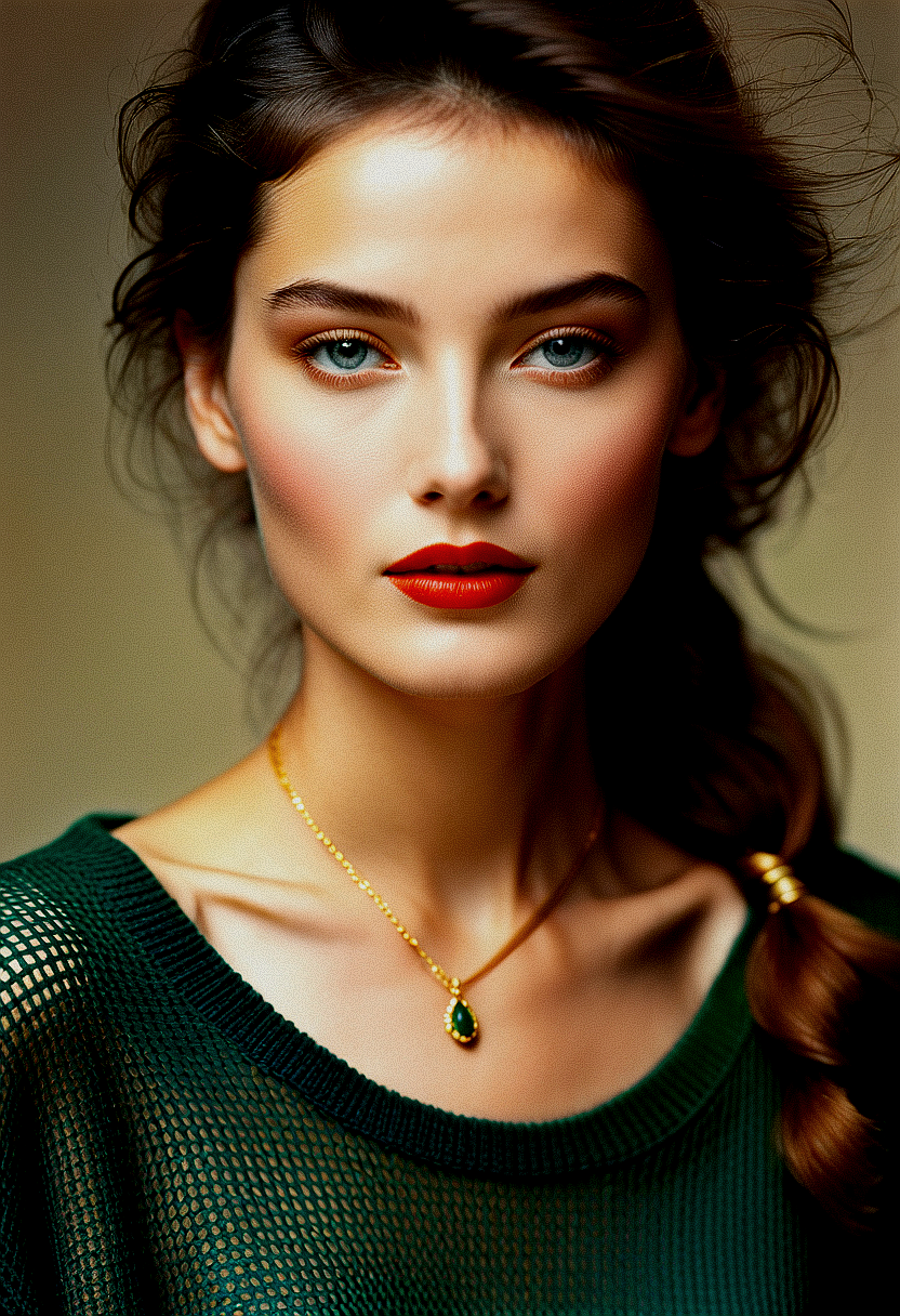 پیشنمایش منبع: Stable Diffusion prompt: The image features a beautiful young woman with lo...