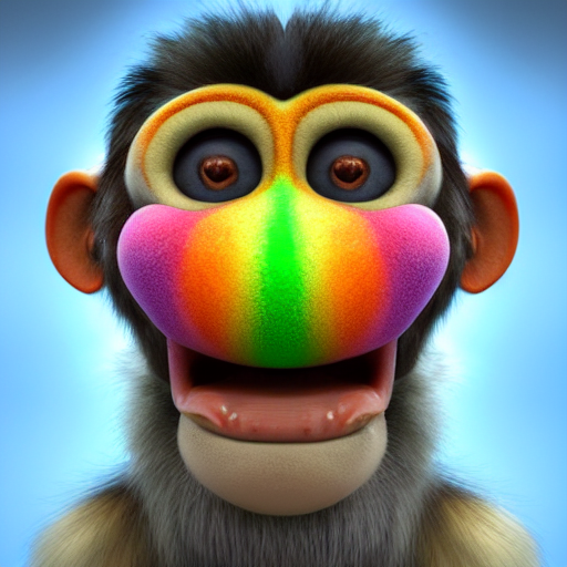 پیشنمایش منبع: Stable Diffusion prompt: very cute fluffy rainbow monkey, symmetrical, hype...