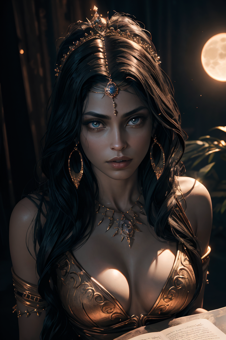 پیشنمایش منبع: DreamShaper prompt: queen of the damned, night, moonlight, (((masterpi...