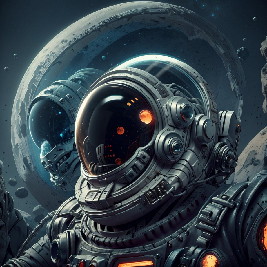 پیشنمایش منبع: Stable Diffusion prompt: there is skull in spacesuit with helmet, creepy as...