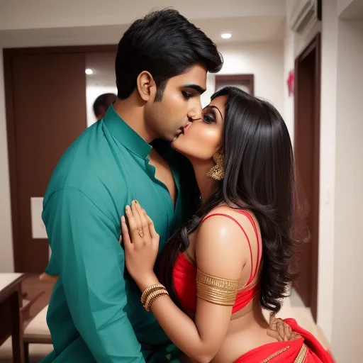 DreamShaper prompt: Photo of a hot Indian girl, saree, kissing, men