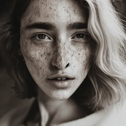 Openjourney prompt: Detailed and realistic portrait of a woman with freckles