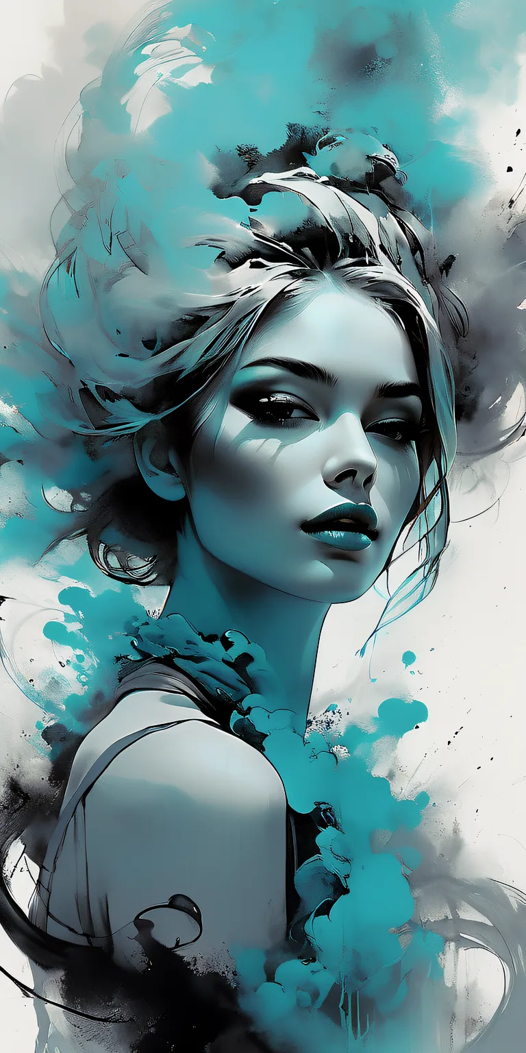 Stable Diffusion prompt: portrait of a woman covered in cloud of smoke