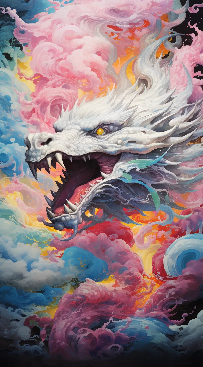 Midjourney prompt: an image of multicolored dragon