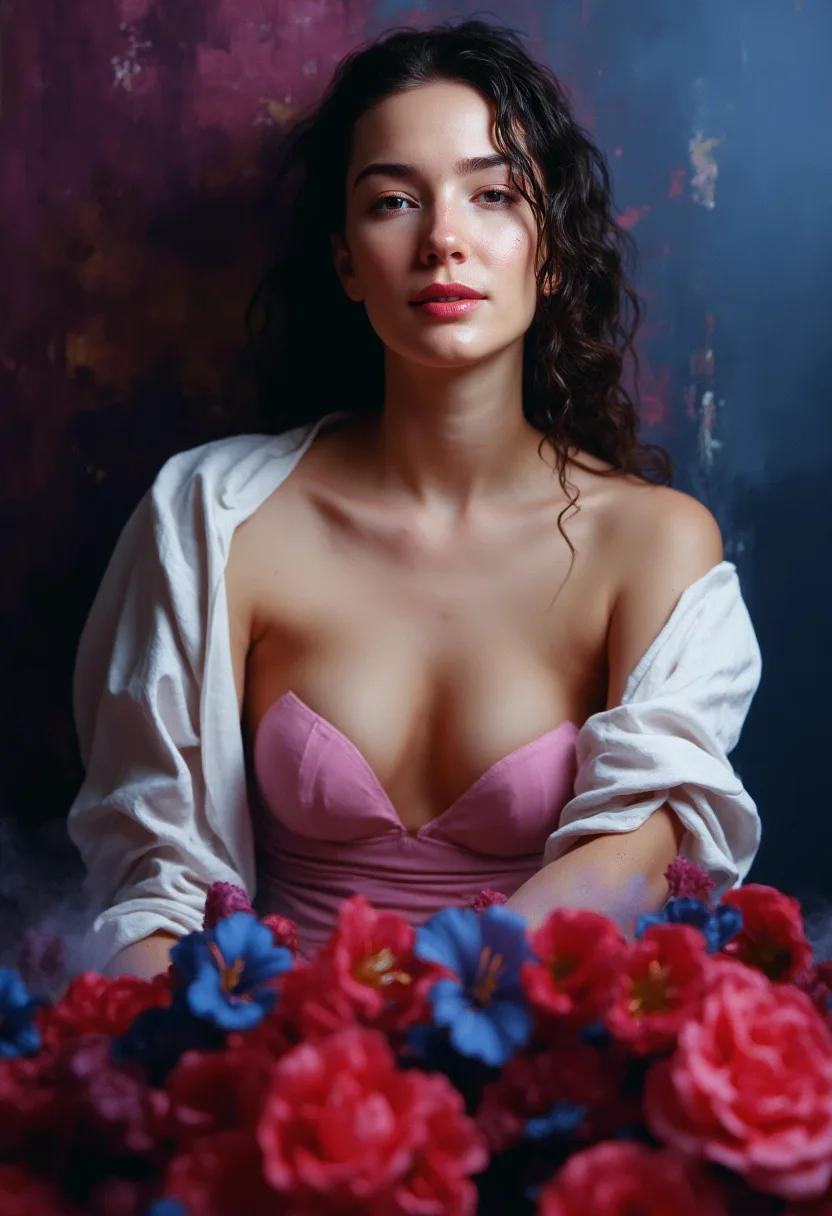 FLUX prompt: Create a photorealistic image of a woman with wet hair