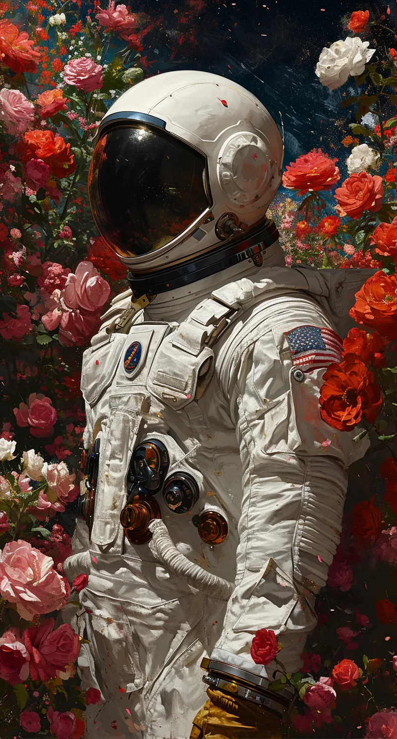 Midjourney prompt: an astronaut wearing a helmet painted