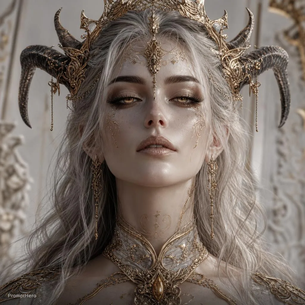 ChatGPT Image prompt: the face of a woman dressed in demon attire