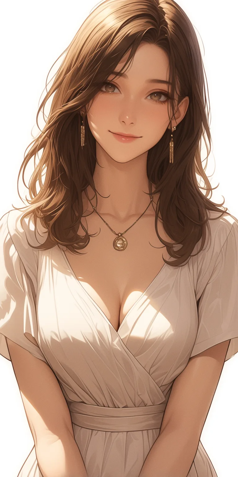 Midjourney prompt: a simple cartoon of a beautiful woman with brown hair