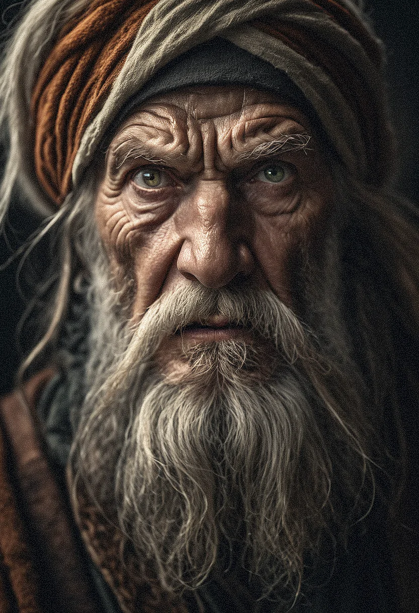 Stable Diffusion prompt: The image features an older man
