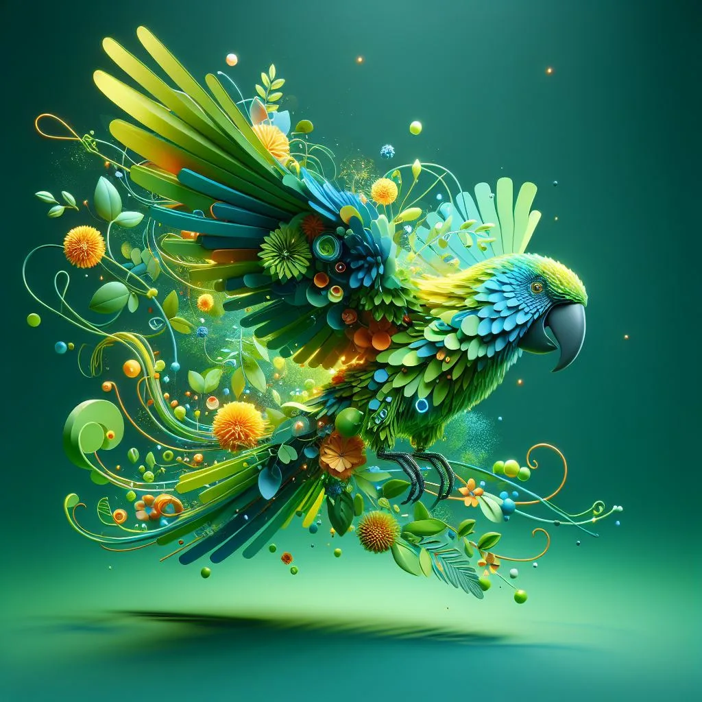 DALL·E prompt: abstract 3D shape flying parot