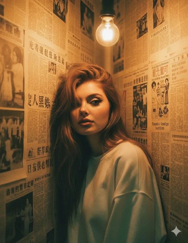 :Create a Photorealistic Hong Kong retro portrait with authentic 1990s film look.