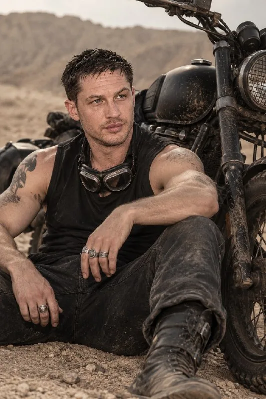 A hyper-realistic cinematic portrait of the same man from the reference photo, sitting on dusty ground